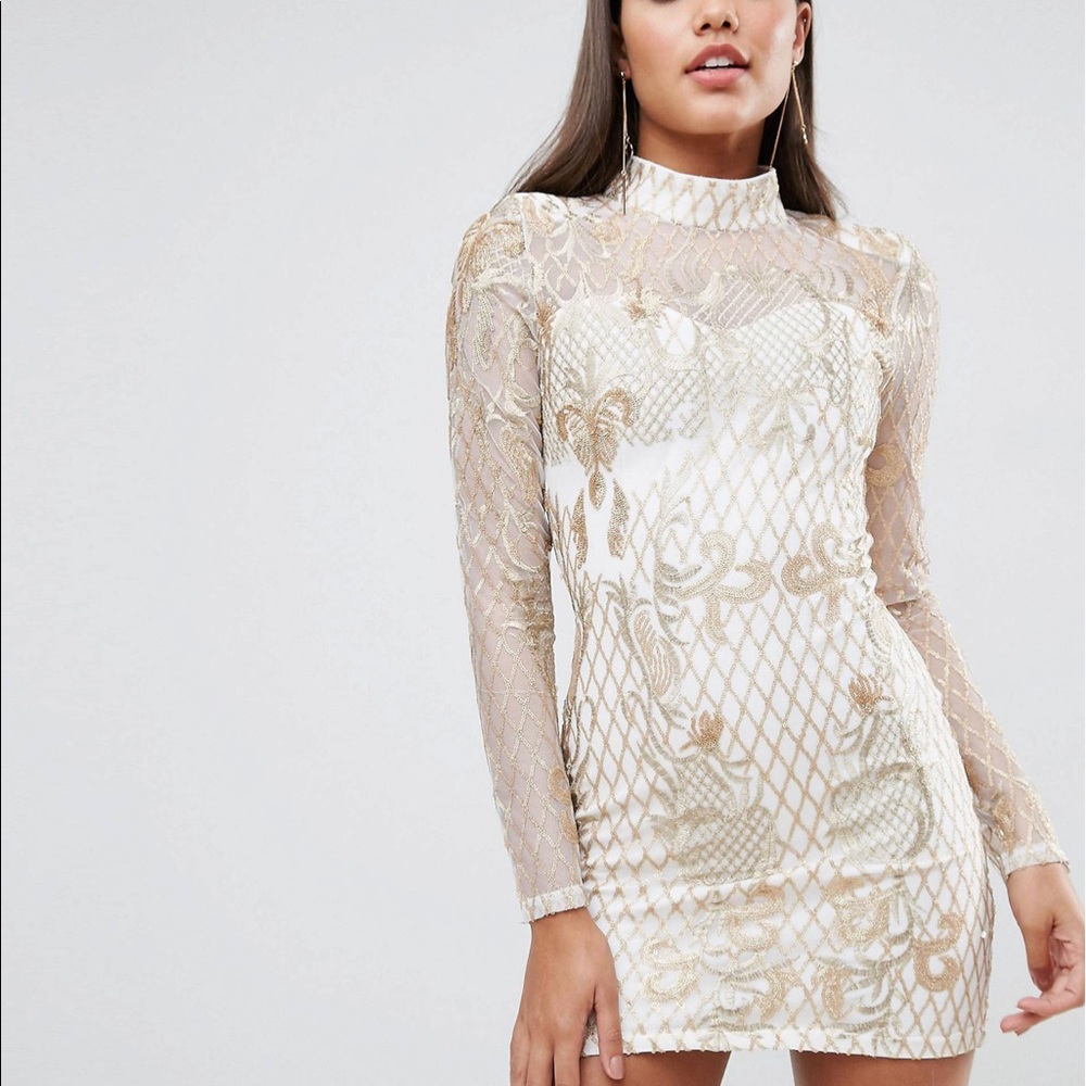 Club L High Neck Embellished Mini Dress